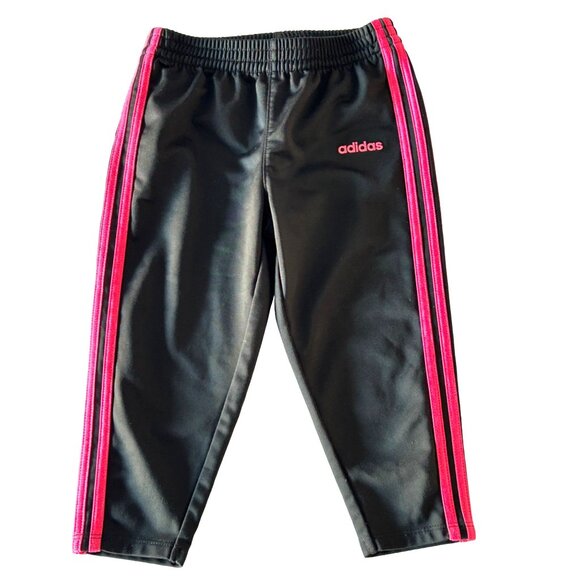 Adidas Toddler 2-Piece Pink & Black Outfit Size 24M Polyester Jacket & Pants Set - Picture 8 of 9